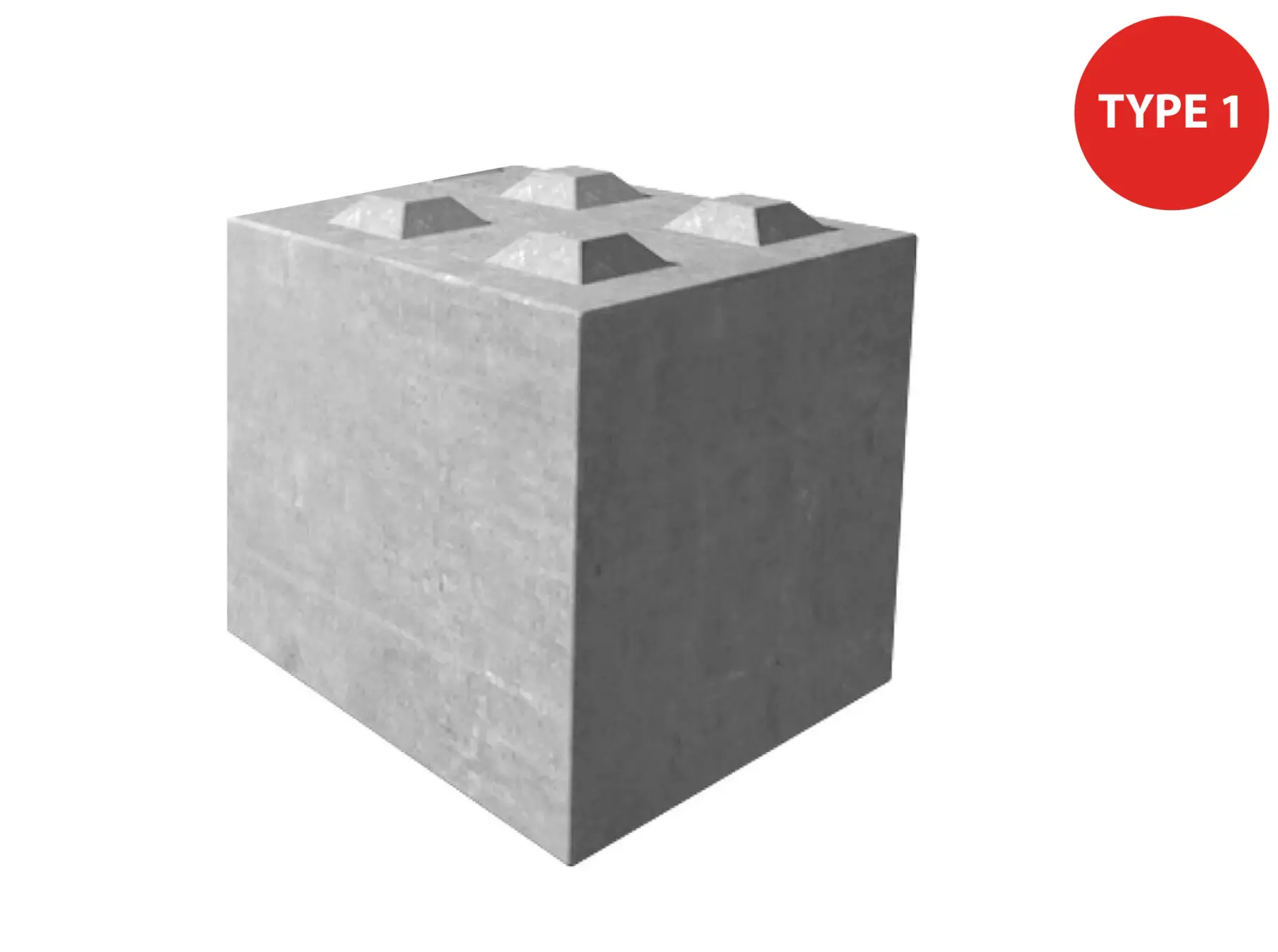 Betongblokk 80cm x 80cm x 80cm (halvstein)