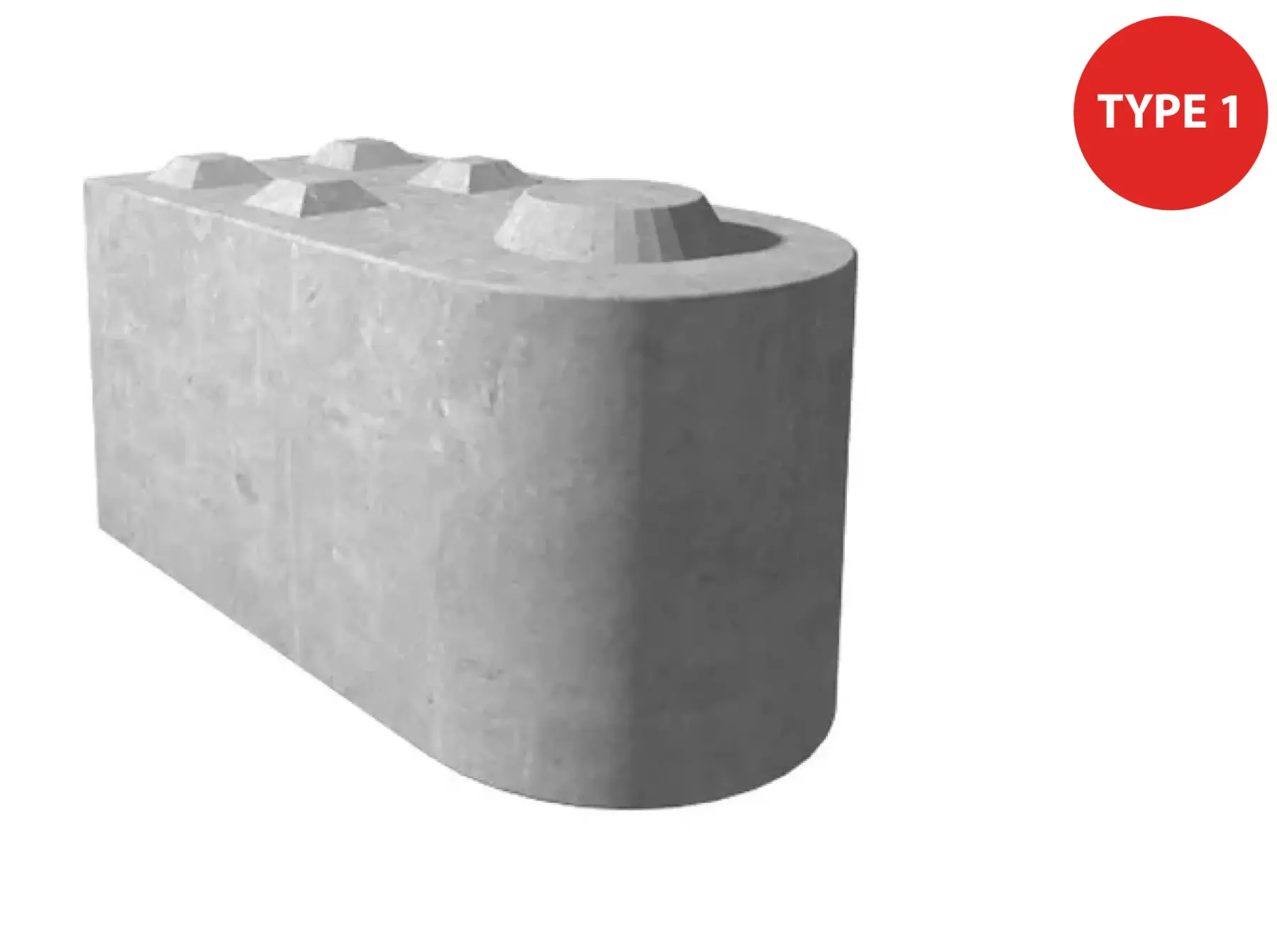 Betongblokk 160cm x 80cm x 80cm (rund ende)