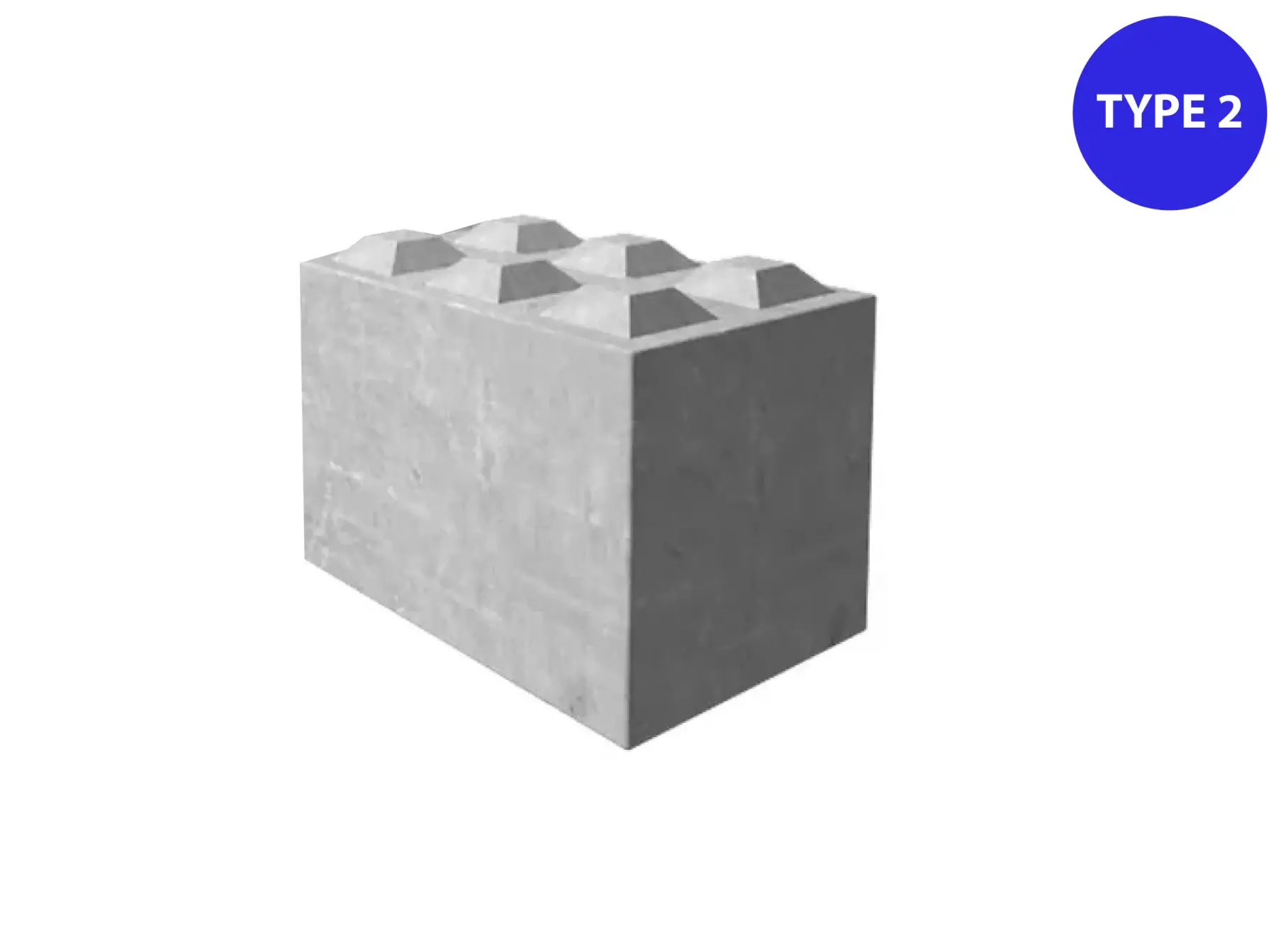 Betongblokk 90cm x 60cm x 60cm (halvstein)